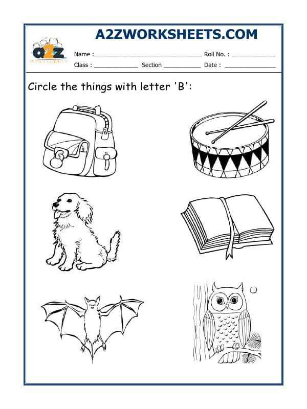 A2ZWorksheets:English-Alphabets-Circle The Letter B
