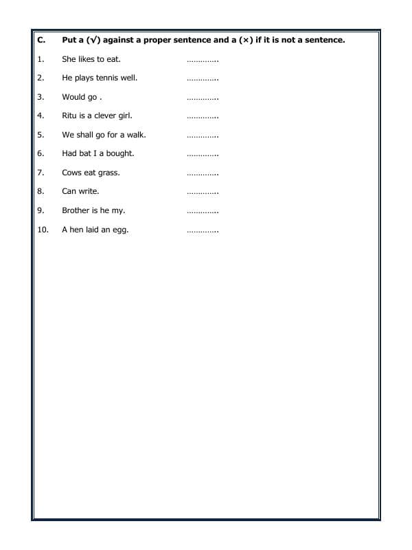 A2ZWorksheets:English-Grammar-Sentences
