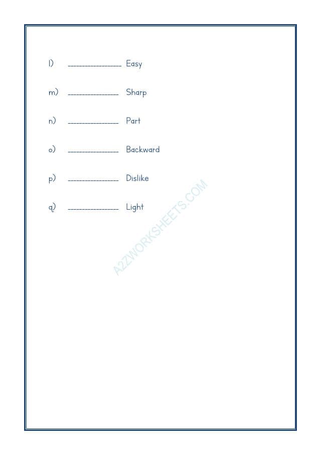 A2ZWorksheets:English-Grammar-Antonyms-09
