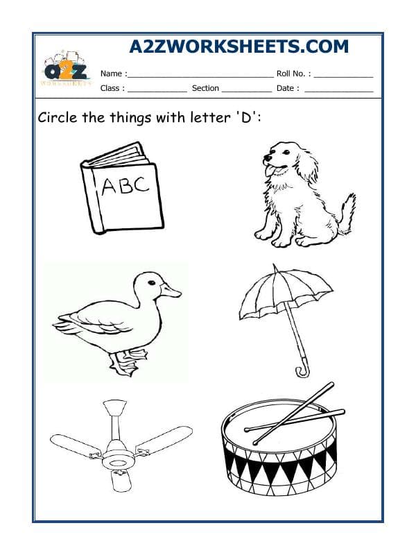 A2ZWorksheets:English-Alphabets-Circle The Letter D
