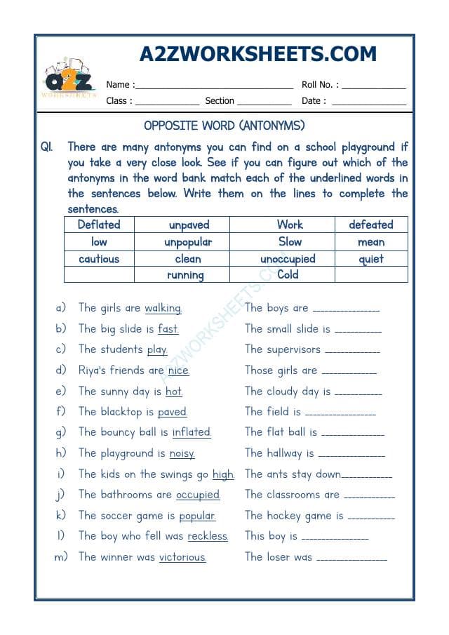 A2ZWorksheets:English-Grammar-Antonyms-05