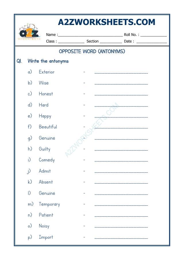 A2ZWorksheets:English-Grammar-Antonyms-09