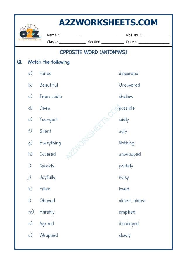 A2ZWorksheets:English-Grammar-Antonyms-10