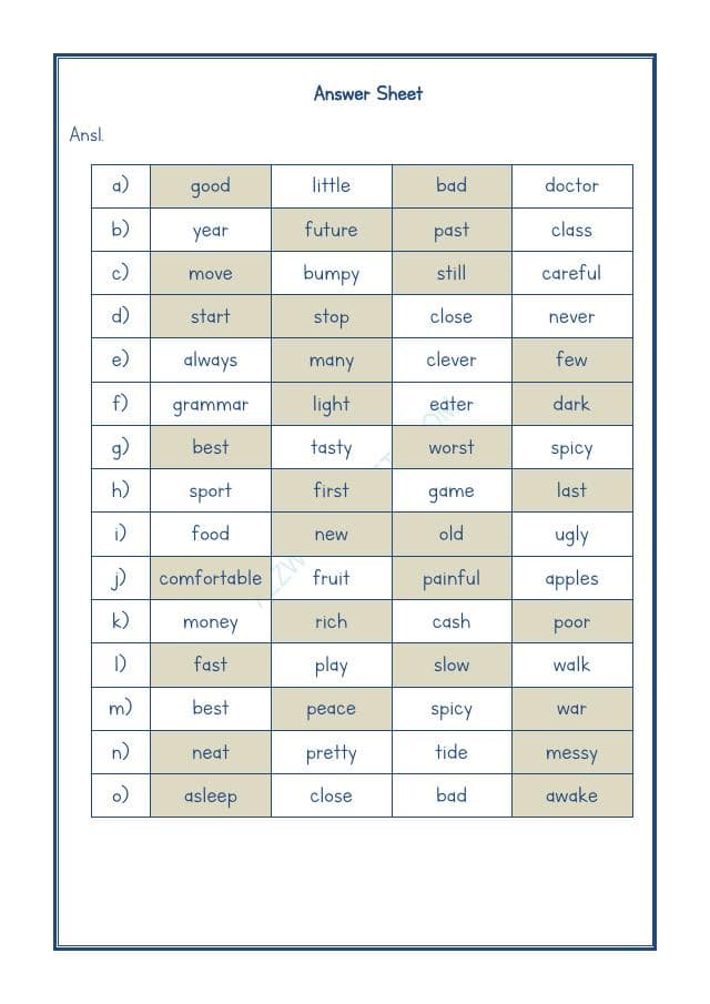 A2ZWorksheets:English-Grammar-Antonyms-06