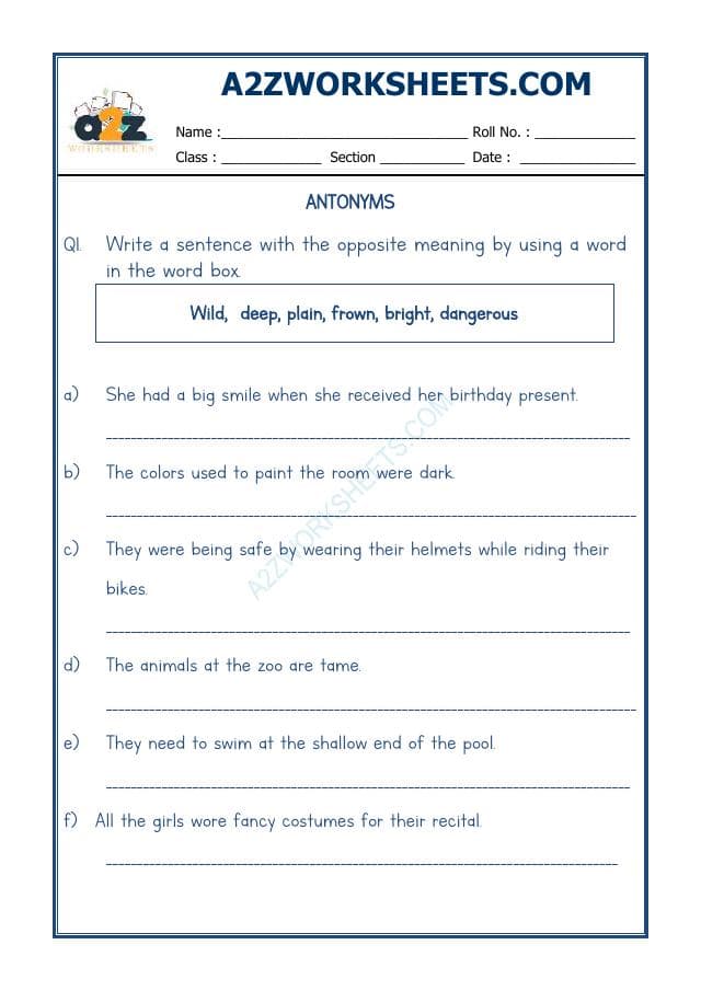 A2ZWorksheets:English-Grammar-Antonyms-08