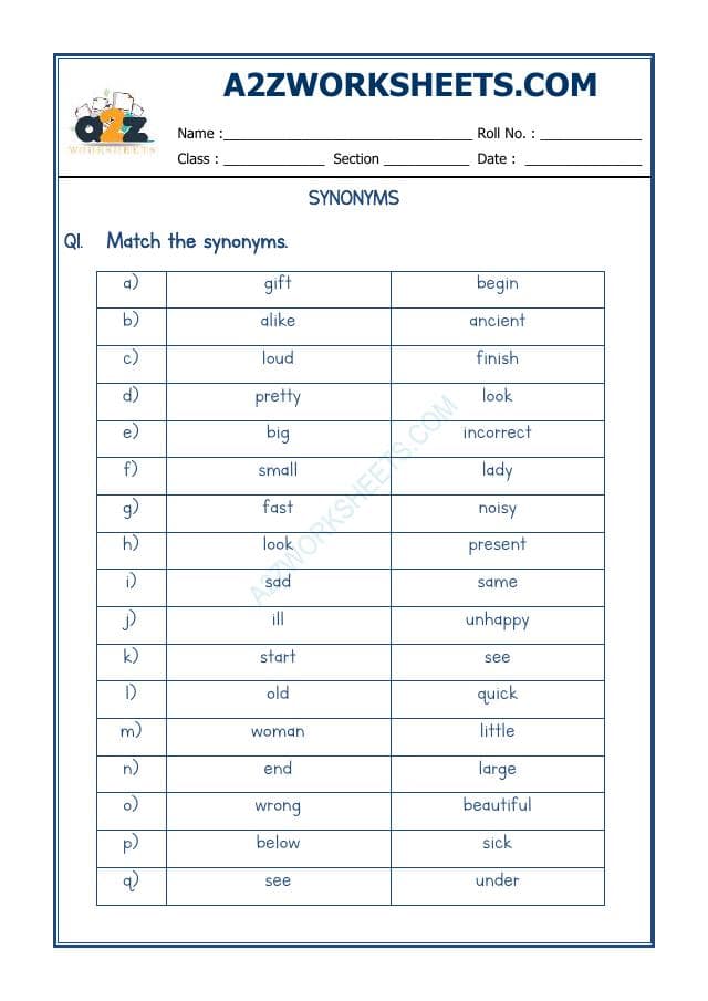 A2ZWorksheets:English-Grammar-Synonyms-03