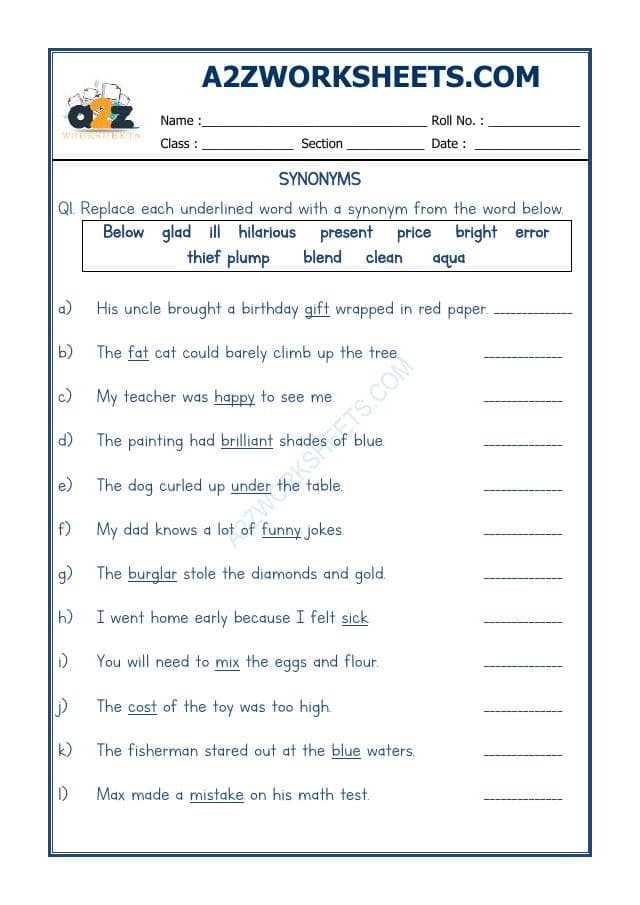 A2ZWorksheets:English-Grammar-Synonyms-04