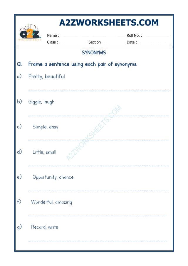 A2ZWorksheets:English-Grammar-Synonyms-10