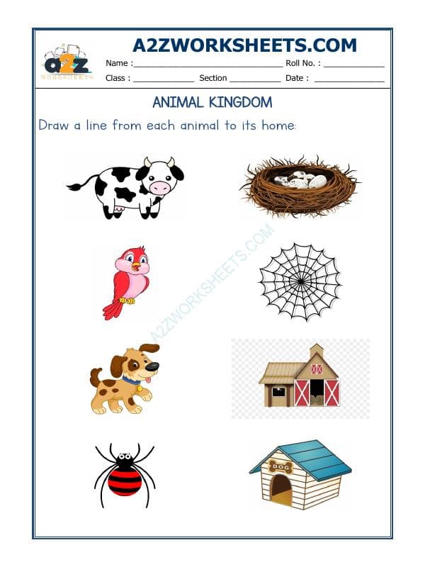 A2ZWorksheets:Science-Animals-Animals Homes-01