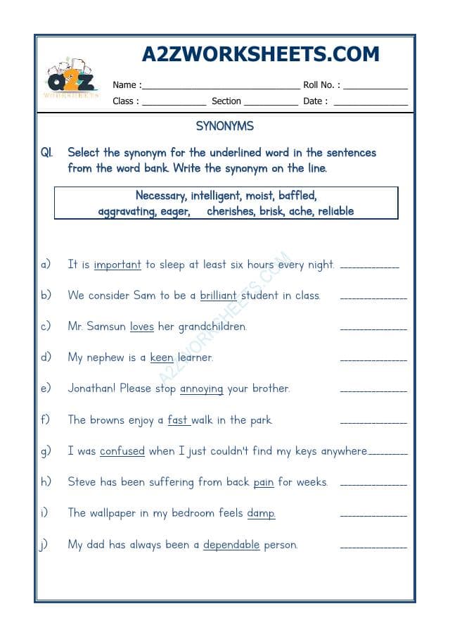 A2ZWorksheets:English-Grammar-Synonyms-03