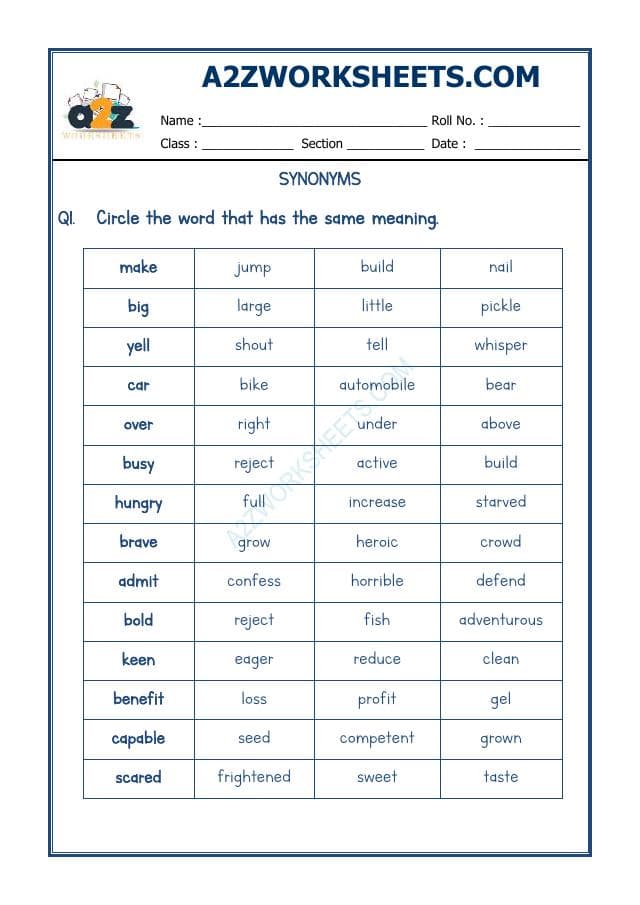 A2ZWorksheets:English-Grammar-Synonyms-05