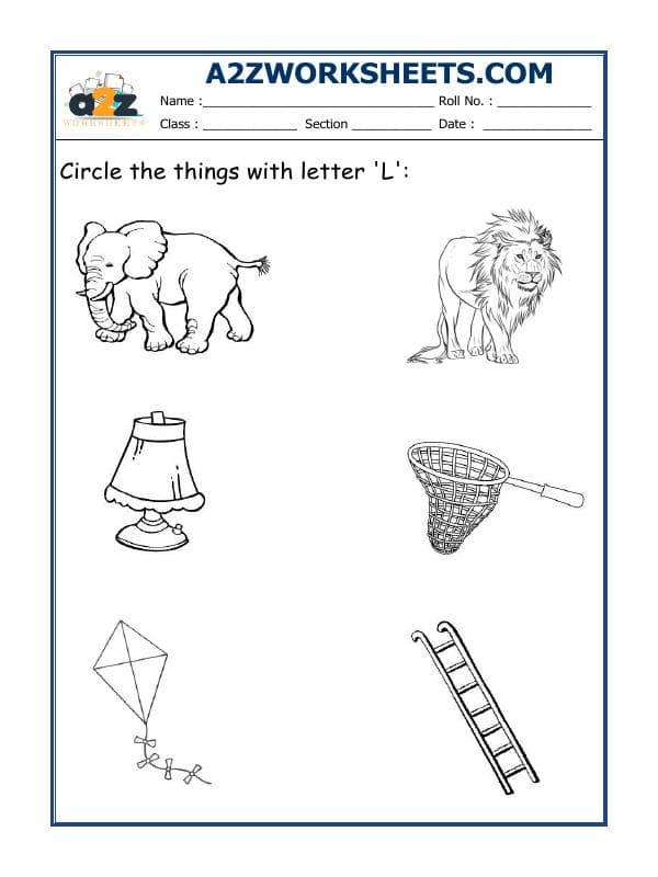 A2ZWorksheets:English-Alphabets-Circle The Letter L