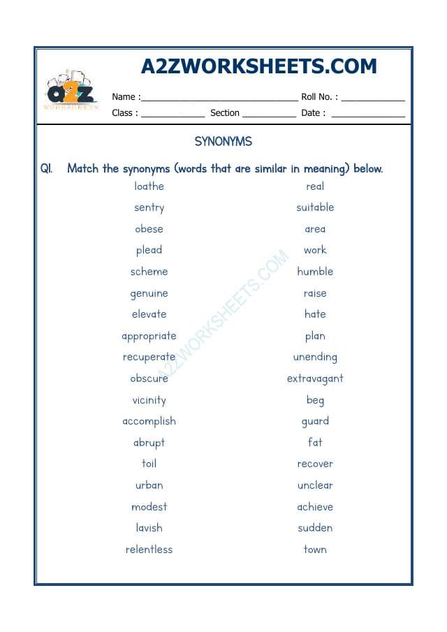 A2ZWorksheets:English-Grammar-Synonyms-03