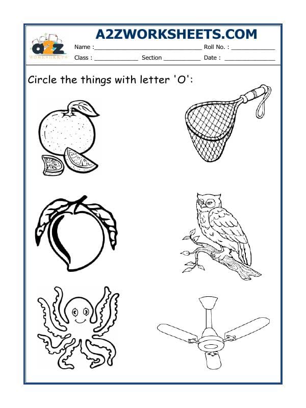A2ZWorksheets:English-Alphabets-Circle The Letter O