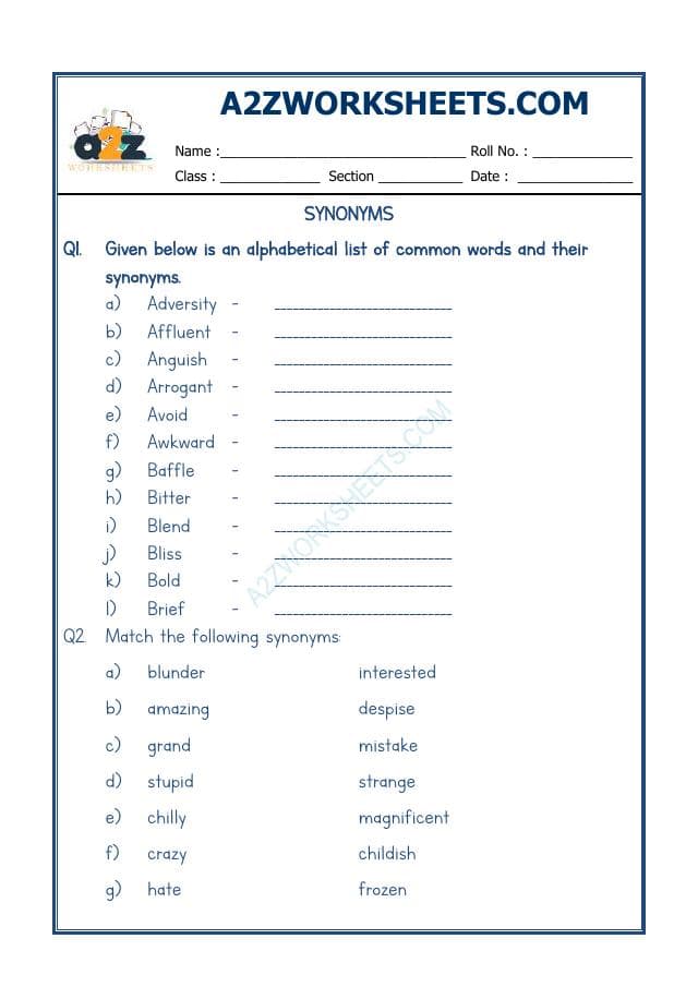A2ZWorksheets:English-Grammar-Synonyms-02