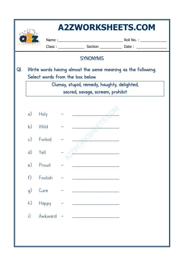 A2ZWorksheets:English-Grammar-Synonyms-03