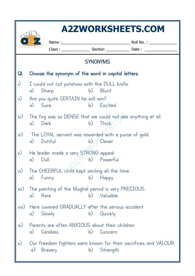 A2ZWorksheets:English-Grammar-Synonyms-04