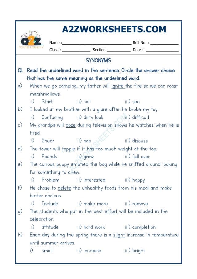 A2ZWorksheets:English-Grammar-Synonyms-08