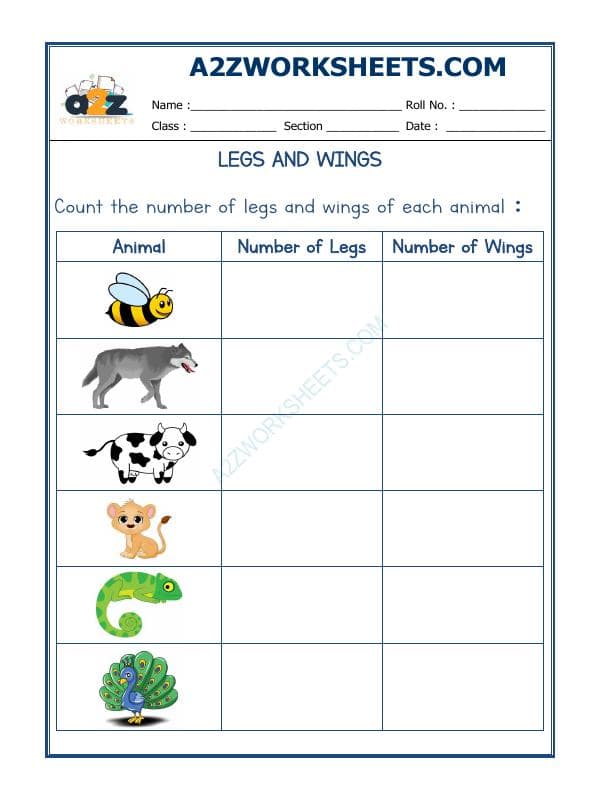 A2ZWorksheets:Science-Animals-Animal - Legs And Wings-01