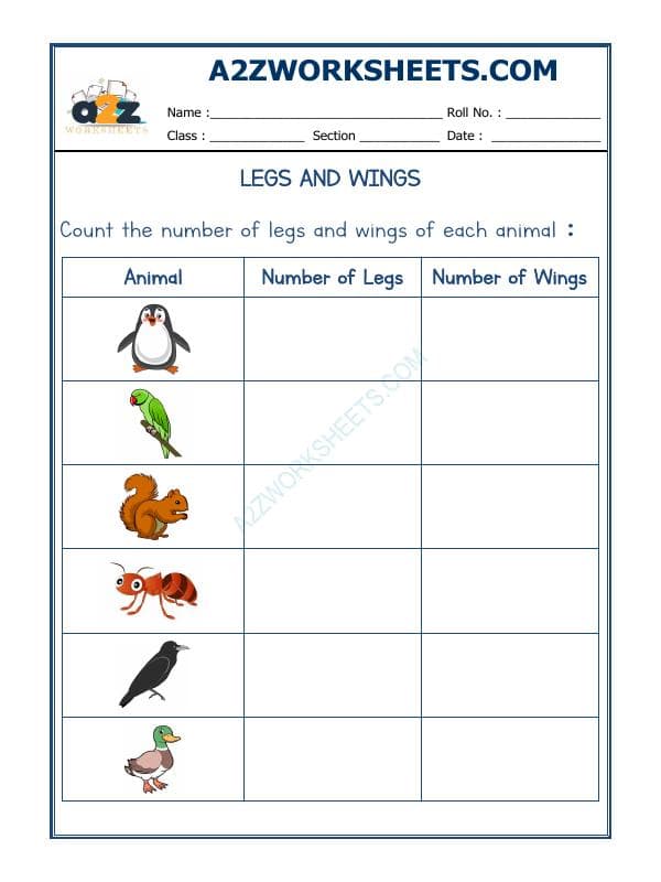 A2ZWorksheets:Science-Animals-Animal - Legs And Wings-03