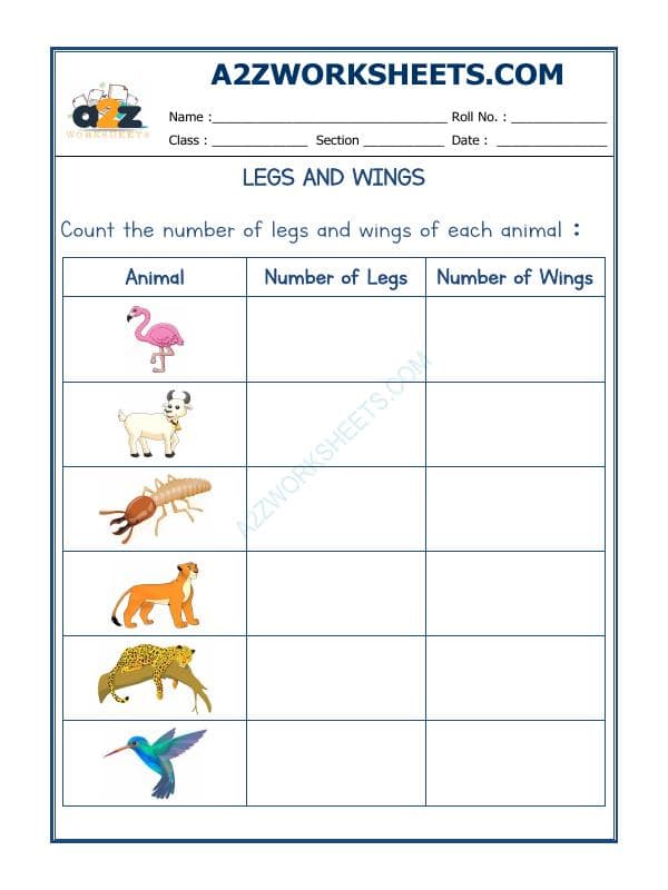 A2ZWorksheets:Science-Animals-Animal - Legs And Wings-06