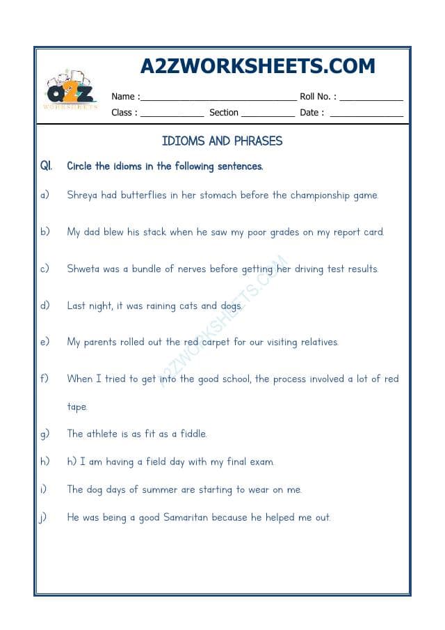 A2ZWorksheets:English-Reading-Idioms And Phrases-02