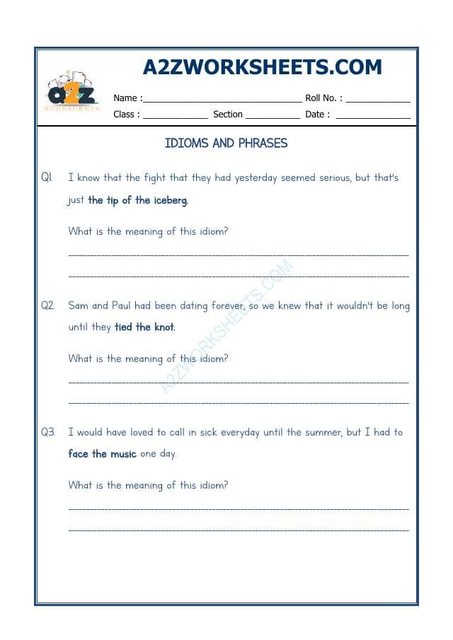 A2ZWorksheets:English-Reading-Idioms And Phrases-05
