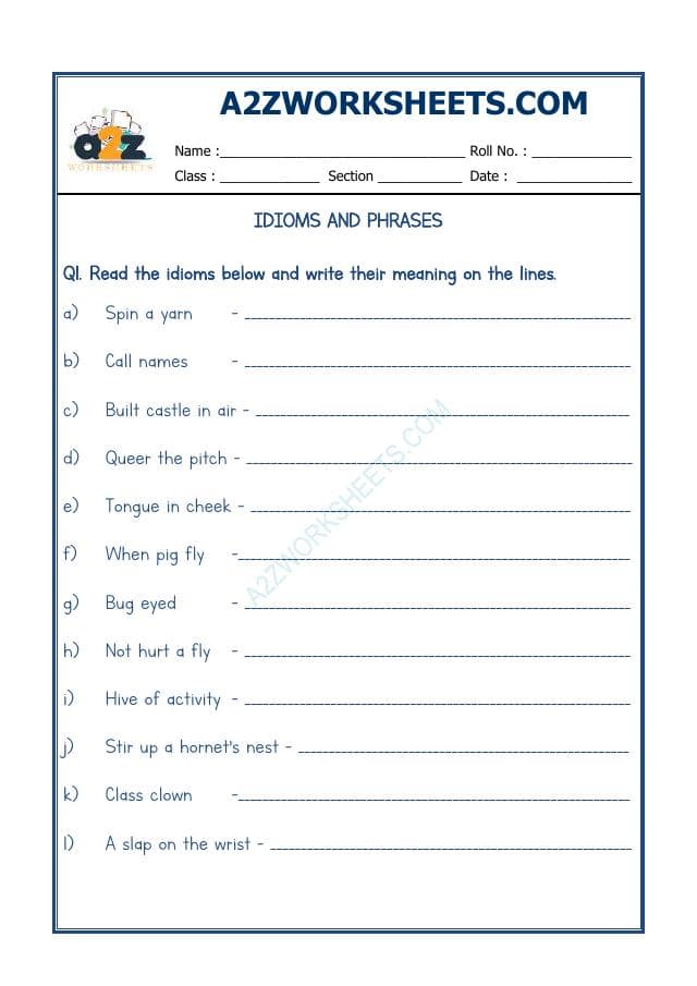 A2ZWorksheets:English-Reading-Idioms And Phrases-06
