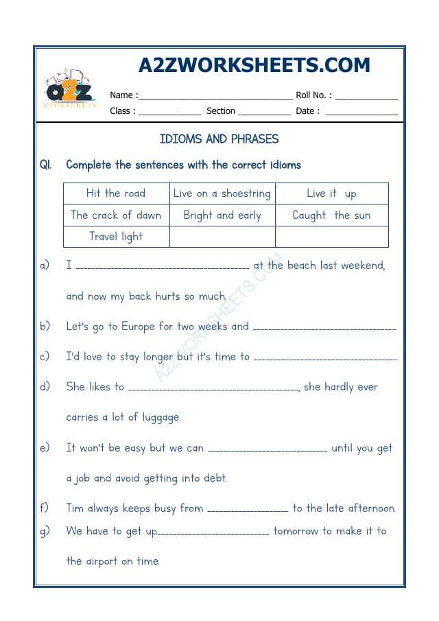 A2ZWorksheets:English-Reading-Idioms And Phrases-05