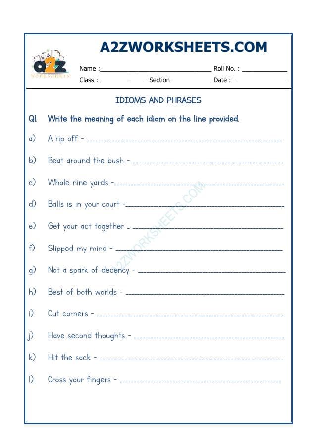 A2ZWorksheets:English-Reading-Idioms And Phrases-09