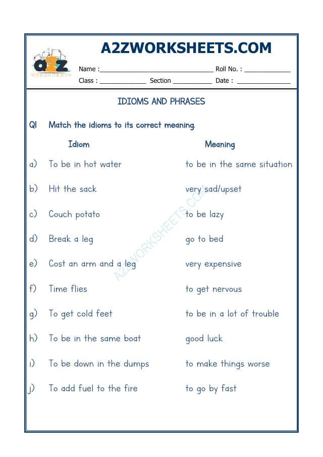 A2ZWorksheets:English-Reading-Idioms And Phrases-05