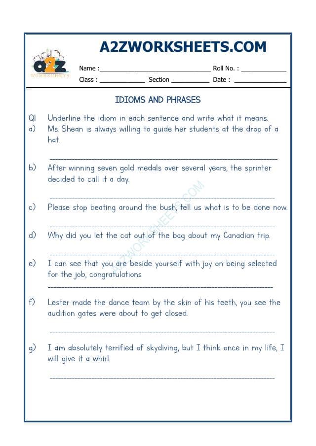 A2ZWorksheets:English-Reading-Idioms And Phrases-08