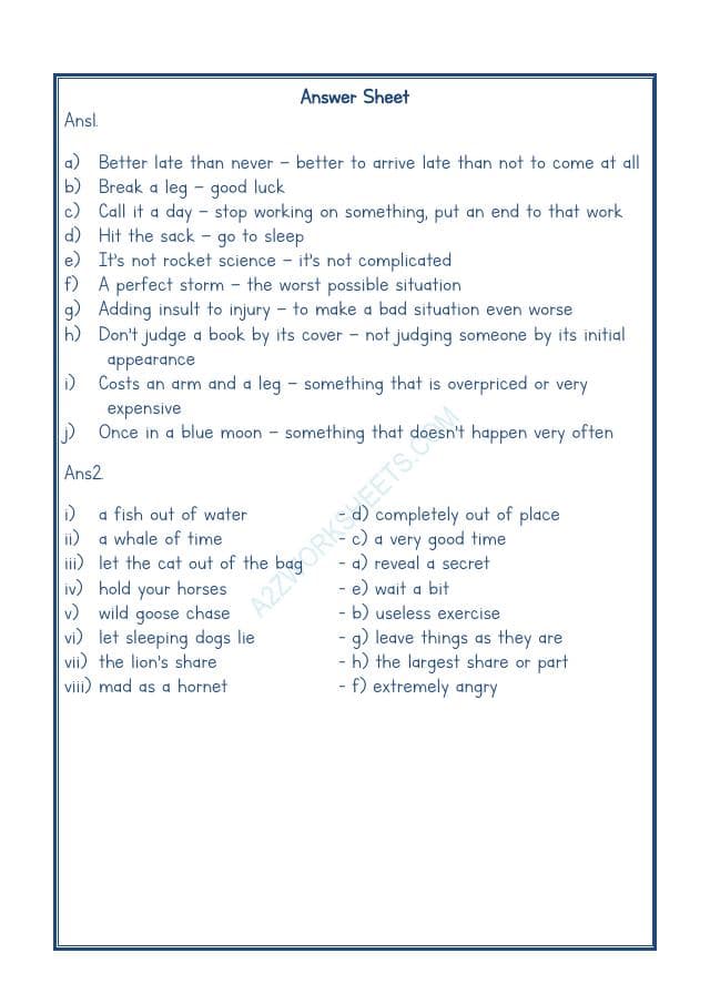 A2ZWorksheets:English-Reading-Idioms And Phrases-01