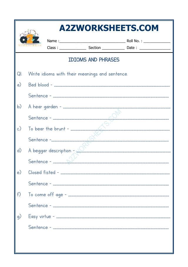 A2ZWorksheets:English-Reading-Idioms And Phrases-03