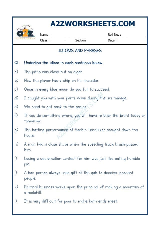A2ZWorksheets:English-Reading-Idioms And Phrases-04