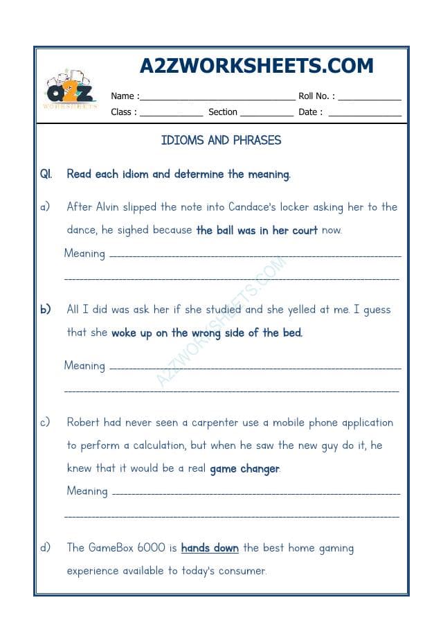 A2ZWorksheets:English-Reading-Idioms And Phrases-05
