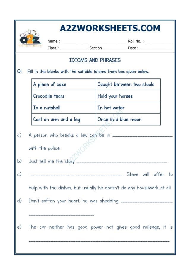 A2ZWorksheets:English-Reading-Idioms And Phrases-07