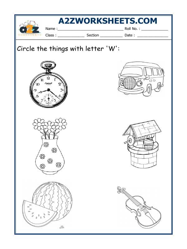 A2ZWorksheets:English-Alphabets-Circle The Letter W