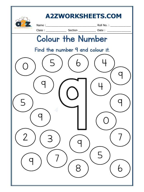 A2ZWorksheets:Maths-Numbers-Colour The Number-10