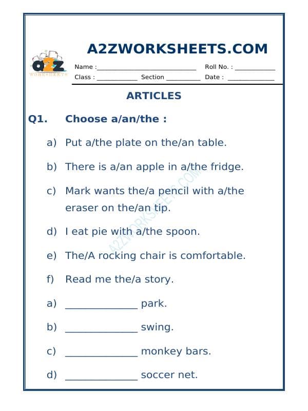 A2ZWorksheets:English-Grammar-Articles-05