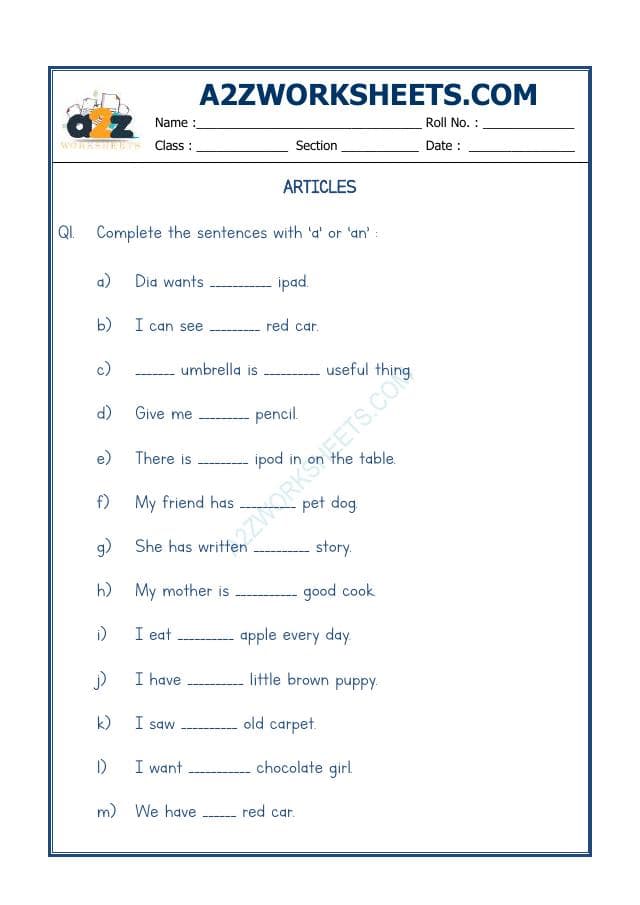 A2ZWorksheets:English-Grammar-Articles-09