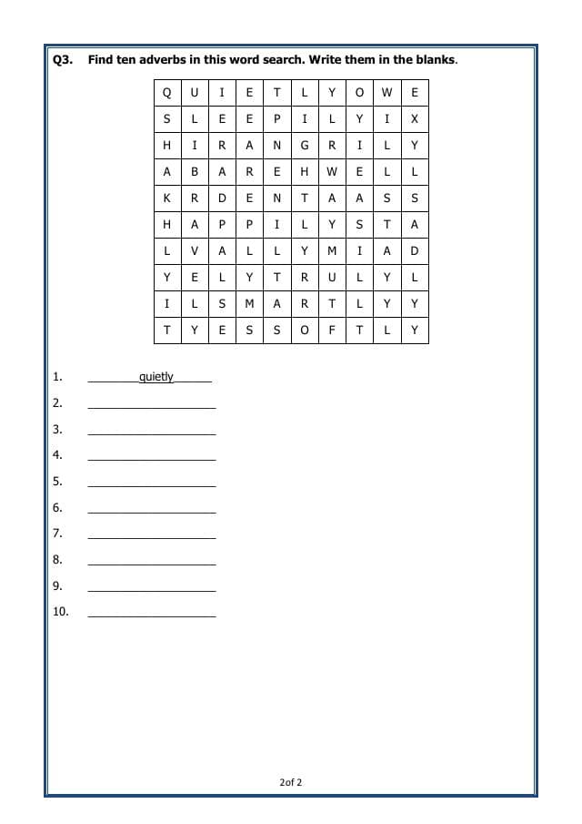 A2ZWorksheets:English-Grammar-Adverbs-02 (Exercise)
