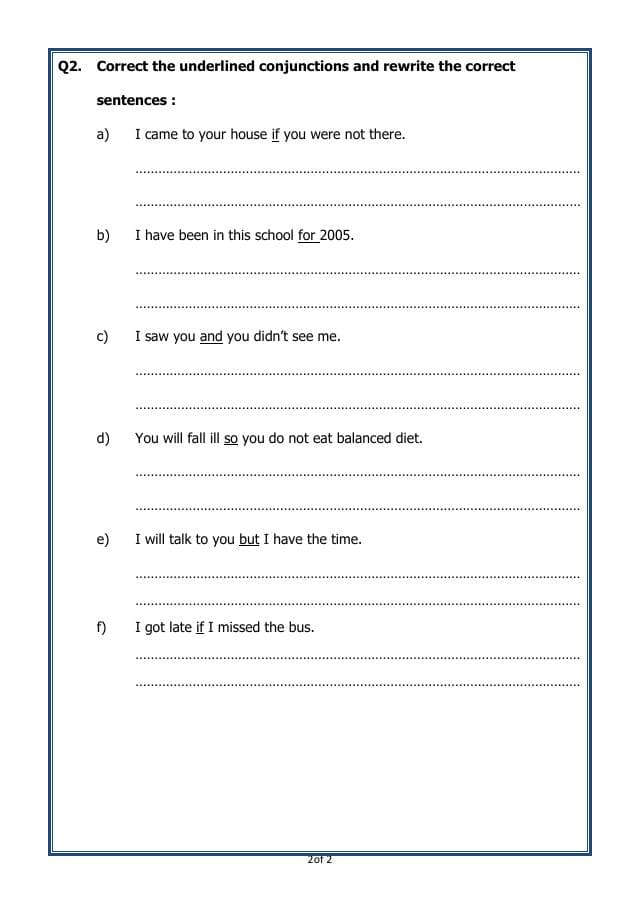 A2ZWorksheets:English-Grammar-Conjunctions - 02 (Exercise)