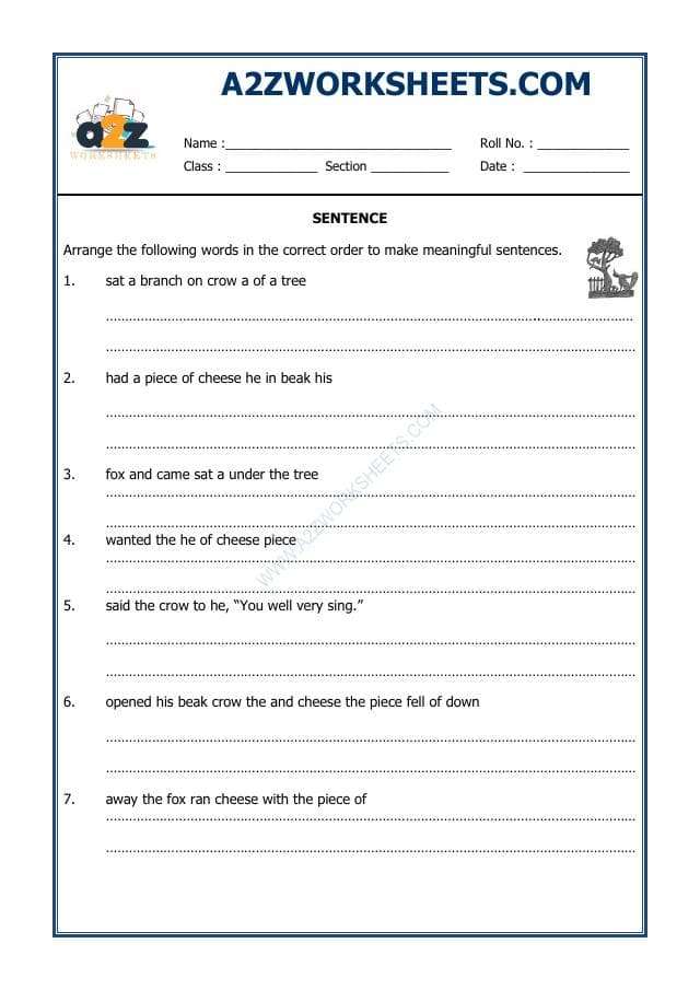 A2ZWorksheets:English-Grammar-Sentence - 03 (Exercise)