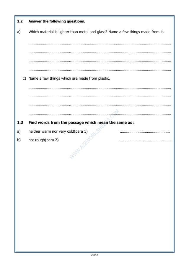 A2ZWorksheets:English-Reading-Comprehension Passage-01