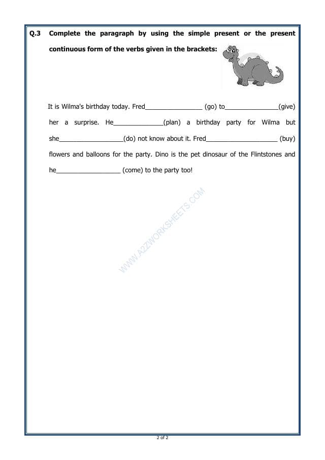 A2ZWorksheets:English-Grammar-Verbs – Present Continuous Tense
