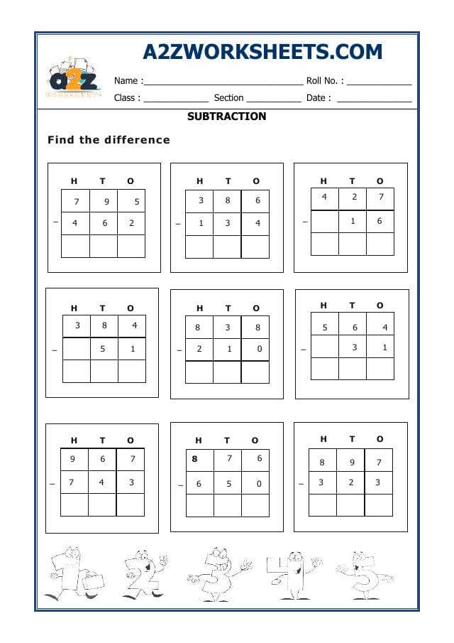 A2ZWorksheets:Maths-Subtraction-Subtraction-02