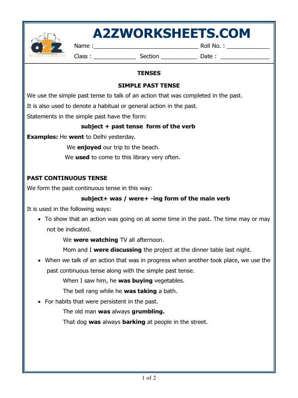 A2ZWorksheets:English-Grammar-Tenses-03