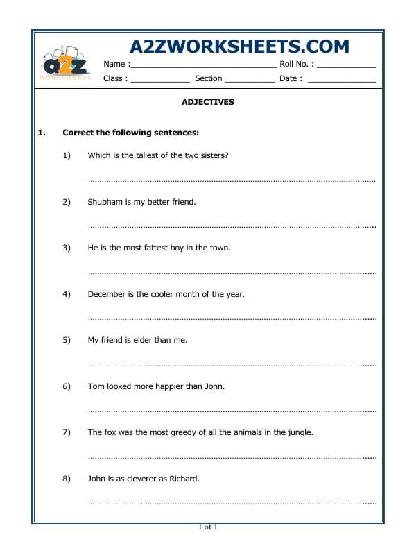 A2ZWorksheets:English-Grammar-Adjectives Practice-04