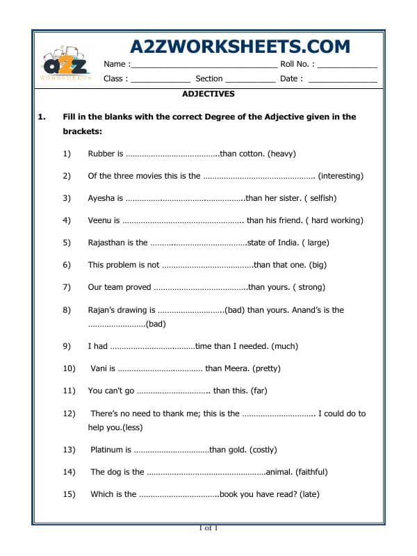 A2ZWorksheets:English-Grammar-Adjectives Practice-03